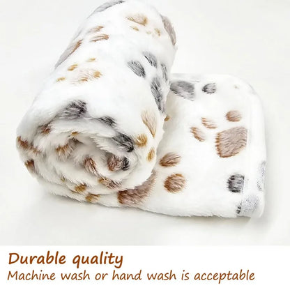 Cute Flannel Pet Blanket Cartoon Dog Paw Print Blanket Pet Mat for Cats and Dogs Warm and Comfortable Blanket for Puppy Kitten