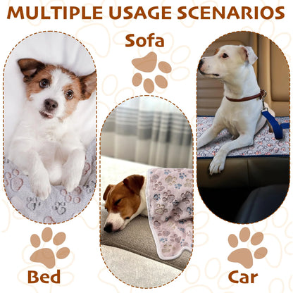 Cute Flannel Pet Blanket Cartoon Dog Paw Print Blanket Pet Mat for Cats and Dogs Warm and Comfortable Blanket for Puppy Kitten