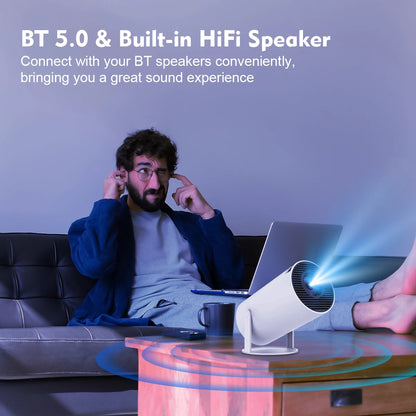 "NovaBeam™ HY300 Pro – Smart Home Theater Projector, 4K-Ready, Android 11, Dual Wi-Fi 6"