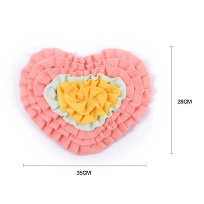 Interactive Snuffle Mat Dog Pet Dog Lick Mat Slow Feeding Sniffing Mat Heart Rose Flower Shape Interactive Dog Puzzle Toy