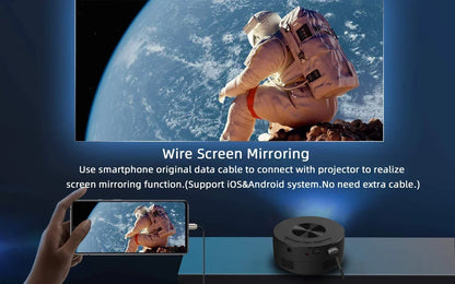 Mini Home Theater Projector, 180°Flexible Projection Angle 1080P Native USB Supports Smartphone Screen Sharing Suitable for Home