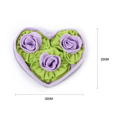 Interactive Snuffle Mat Dog Pet Dog Lick Mat Slow Feeding Sniffing Mat Heart Rose Flower Shape Interactive Dog Puzzle Toy