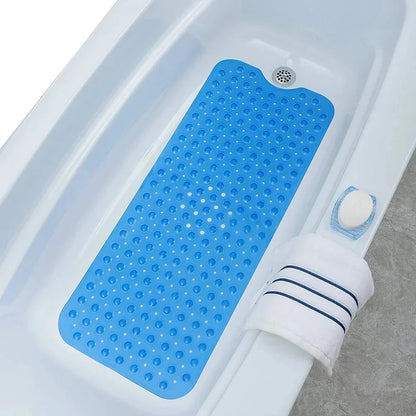 Bathroom Non Slip Bath Mat Bathtub Mat with Drain Holes and Suction Cups PVC Machine Washable Safe Bath Mat Bathroom Supplies