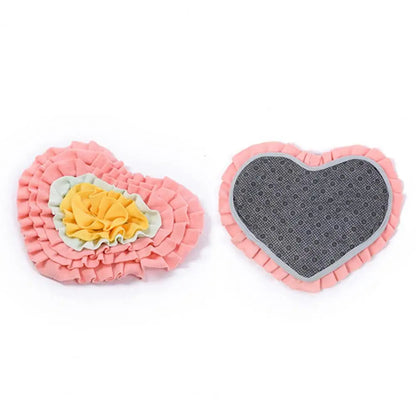 Interactive Snuffle Mat Dog Pet Dog Lick Mat Slow Feeding Sniffing Mat Heart Rose Flower Shape Interactive Dog Puzzle Toy