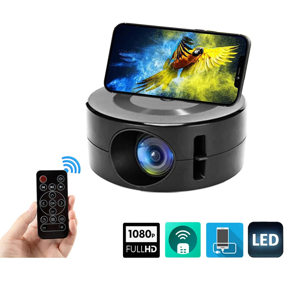 Mini Home Theater Projector, 180°Flexible Projection Angle 1080P Native USB Supports Smartphone Screen Sharing Suitable for Home