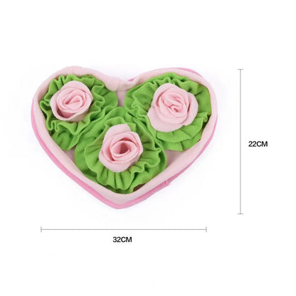 Interactive Snuffle Mat Dog Pet Dog Lick Mat Slow Feeding Sniffing Mat Heart Rose Flower Shape Interactive Dog Puzzle Toy
